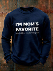 Men's I'm Mom's Favorite Printed Waffle Long Sleeve T-Shirt