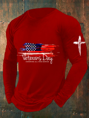 Men's Veteran Faith Print  long sleeve T-shirt