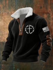 Men's The Way The Truth The Life Faith Cross Flag Baggy Zip-up Hoodie