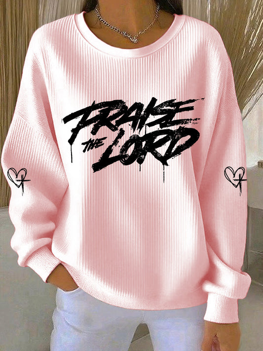 Women's As Long As I'm Breathing I've Got A Reason To Praise Ribbed Round-Neck Sweatshirt