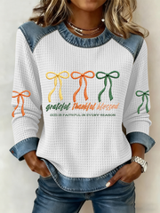 Women's Grateful Thankful Blessed Print Top