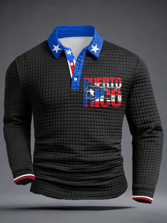 Men's Puerto Rico Art Printed Casual Tops