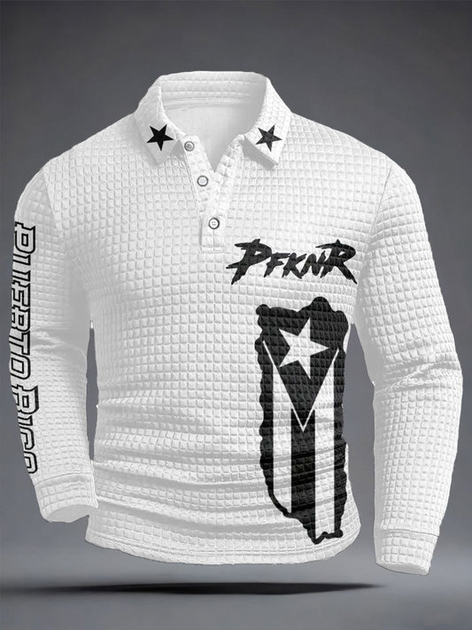 Men's Puerto Rico Art Printed Casual Tops