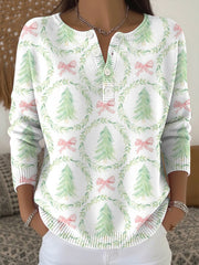 Women's Christmas Print Knit Top