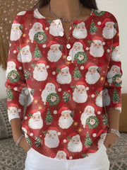 Women's Christmas Print Knit Top