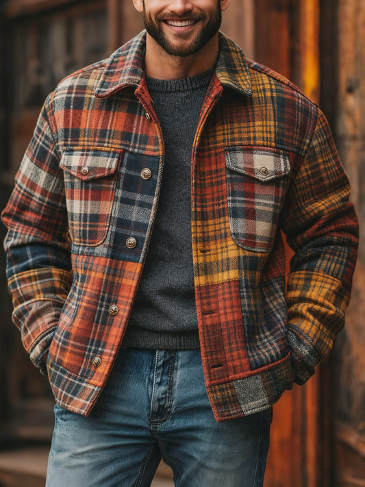 Men's Casual Checkered Jacket