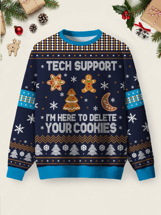 Women's Tech Support Computer Programmer Blue Ugly Christmas Sweater