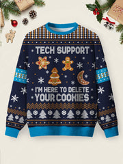 Women's Tech Support Computer Programmer Blue Ugly Christmas Sweater