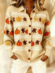 Women's Autumn Color Block Casual Cardigan