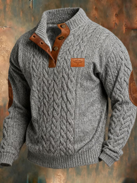 Men's Retro Pattern Print Casual Hoodie