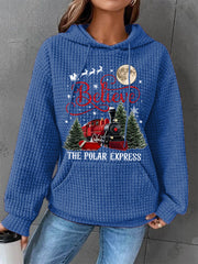 Women's Christmas Believe The Polar Express Casual Waffle Hoodie