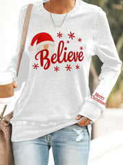 Women's Christmas Believe Casual Sweatshirt