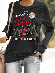Women's Christmas Believe The Polar Express Casual Sweatshirt