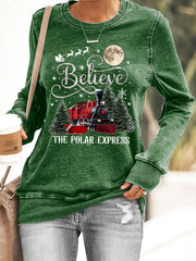 Women's Christmas Believe The Polar Express Casual Sweatshirt