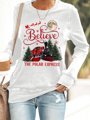 Women's Christmas Believe The Polar Express Casual Sweatshirt