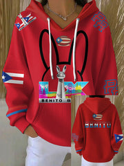 Women's Bunny Football Music Lover Printed Hoodie