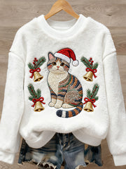 Women's Christmas Cute Animal Art Print Casual Flannel Sweater