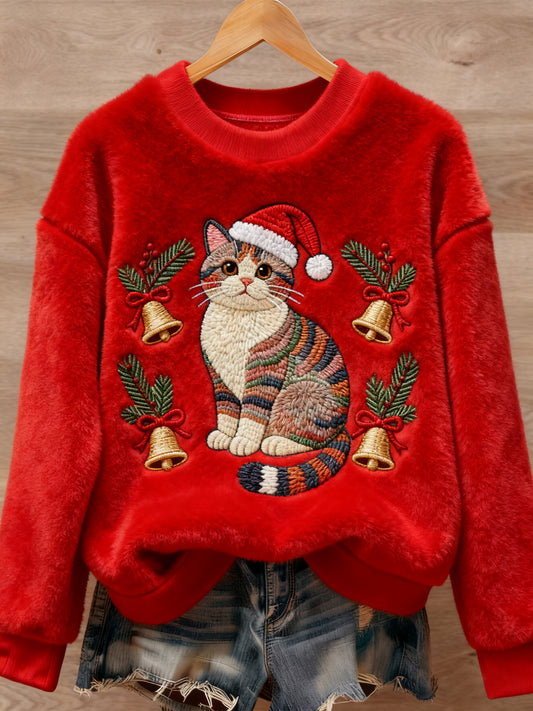 Women's Christmas Cute Animal Art Print Casual Flannel Sweater