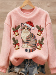 Women's Christmas Cute Animal Art Print Casual Flannel Sweater