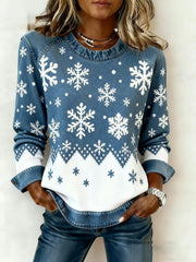 Women's Vintage Christmas Denim Patchwork Sweatshirt