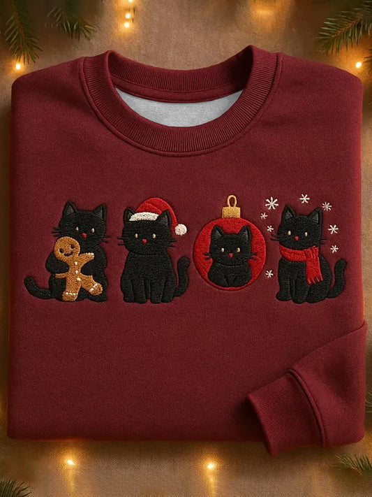 Women's Christmas Cats Print Sweatshirt