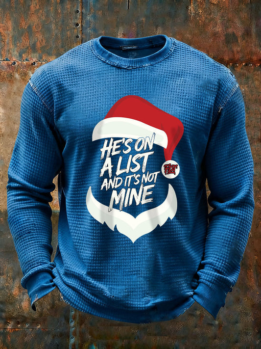 Men's Santa Claus FDT Waffle Print Casual T-Shirt
