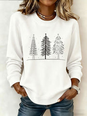 Women's Christmas Tree FDT Print Casual Sweatshirt