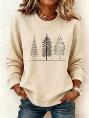 Women's Christmas Tree FDT Print Casual Sweatshirt