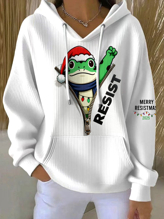 Women's Merry Resistmas Resist Frog Hoodie