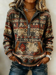 Women's Vintage Western Printed Casual Hoodie