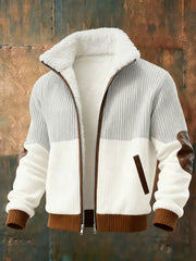 Men's Textured Art Print Casual Zip-Up Jacket
