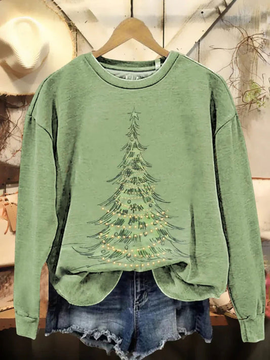 Women's Christmas Tree Print Casual Top