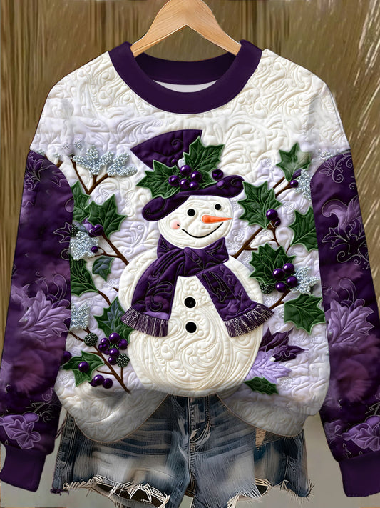 Women's Purple Art Christmas Alzheimer's Awareness Printed Sweatshirt