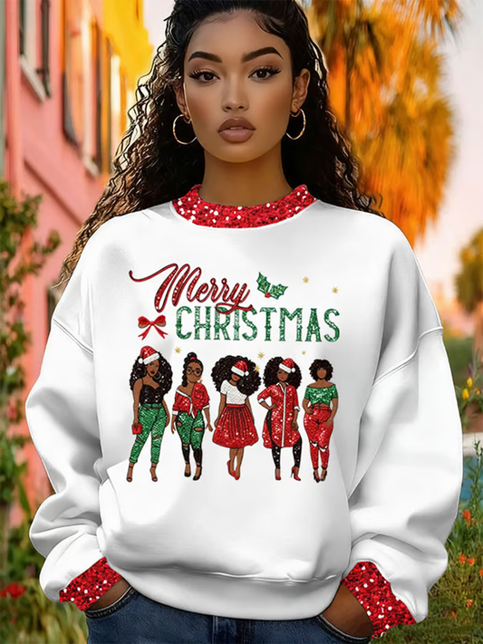 Women's Christmas Print Crew Neck Sweatshirt
