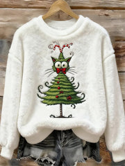 Women's Christmas Art Print Casual Flannel Sweater