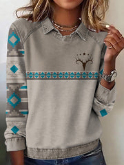 Women's Casual Aztec Patchwork Sweatshirt