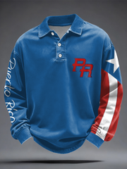 Men's Puerto Rico Flag Printed Casual Tops