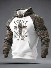 Men's I Can't But I Know A Guy Forest Camouflage Print Casual Velvet Raglan Hoodie