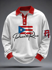 Men's Puerto Rico Flag Printed Casual Tops