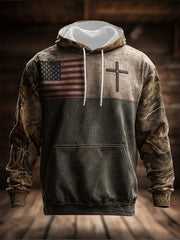 Men's Flag Cross Hoodie With Pockets