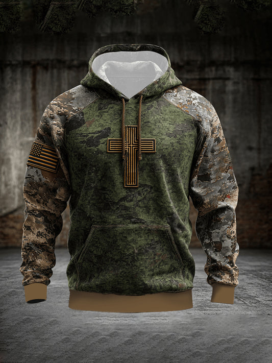 Men's Cross Camouflage Hoodie With Pockets