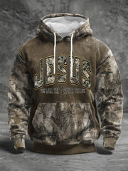 Men's Jesus The Way The Truth The Life Forest Camouflage Print Casual Hoodie