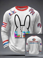 Men's Bunny Football Music Lover Printed Waffle Tops