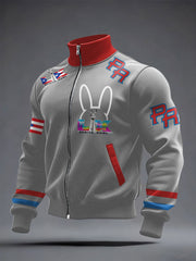 Men's Bunny Football Music Lover Printed Coat