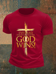 Men's I've Read The Final Chapter God Wins Christian Faith Cross Tee