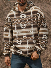 Men's Vintage Western Printed Casual Hoodie