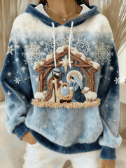 Women's Christian Nativity Scene Greatest Gift of All  Flannel Hoodie