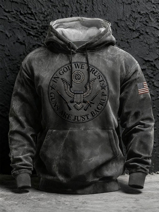 Men's In God We Trust Guns Are Just Backup Oversized Drop-Shoulder Hoodie With Pockets