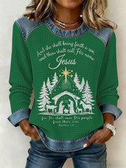 Women's Christmas Print Waffle Sweatshirt