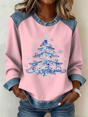 Women's Christmas Pattern Patchwork Art Sweatshirt